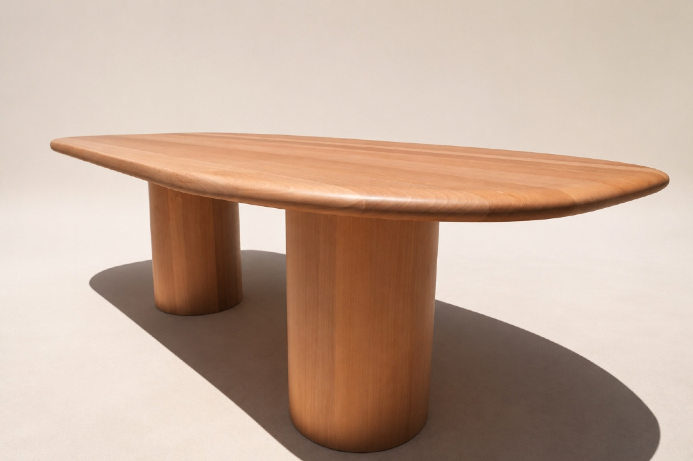 Paul Table &mdash; Pill-form Solid Hardwood Dining Table with Twin Cylindrical Pedestals