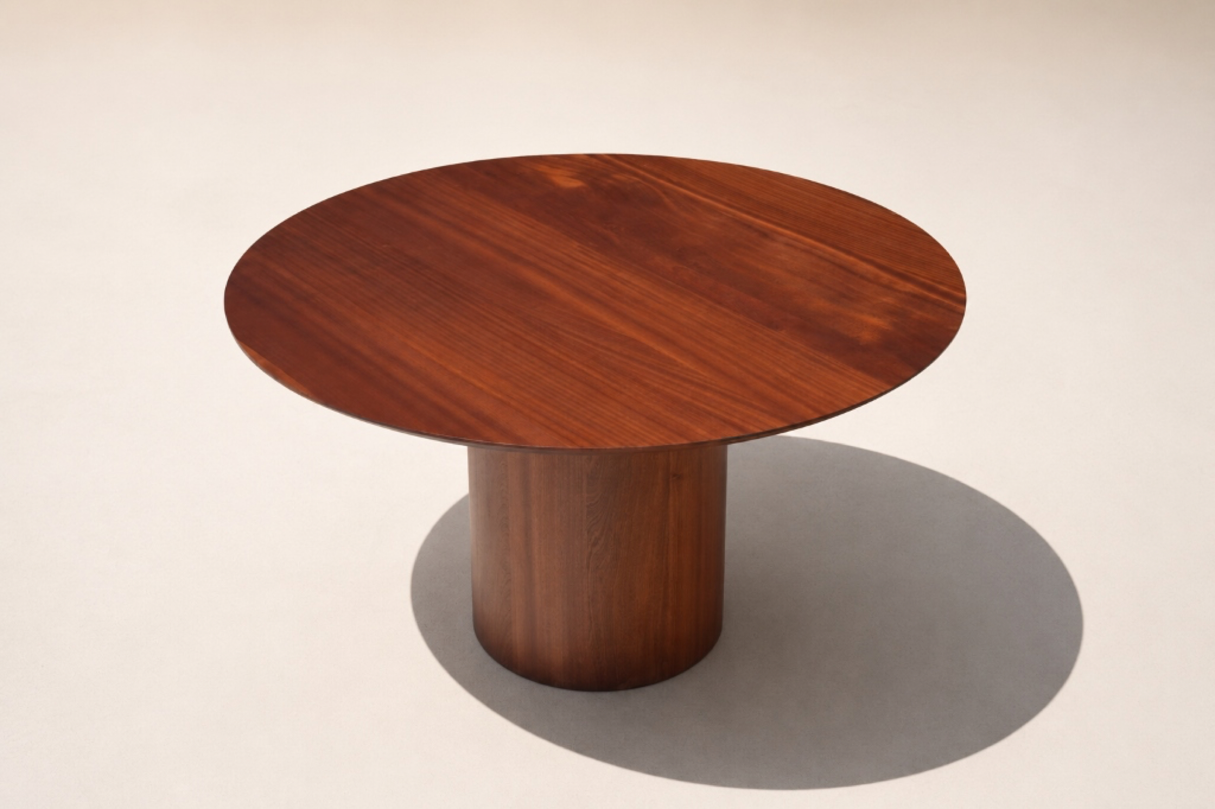 Round Table &mdash; Sculptural Cylindrical Pedestal Dining Table in Solid American Hardwood